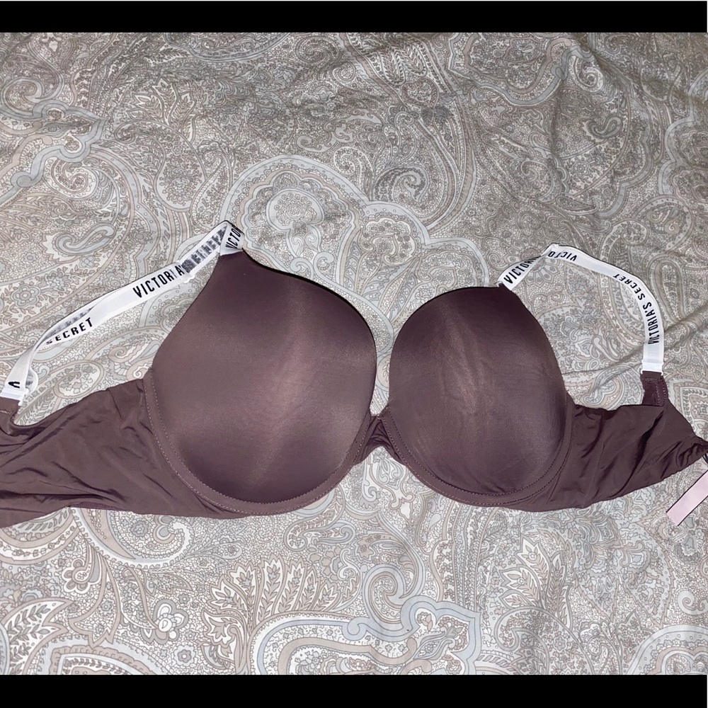 Purple Victoria Secret Padded Bra white straps